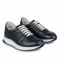 Adidasi barbati din piele naturală, M - 104, blue - t alba - Paul Style