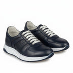 Adidasi barbati din piele naturală, M - 104, blue - t alba - Paul Style