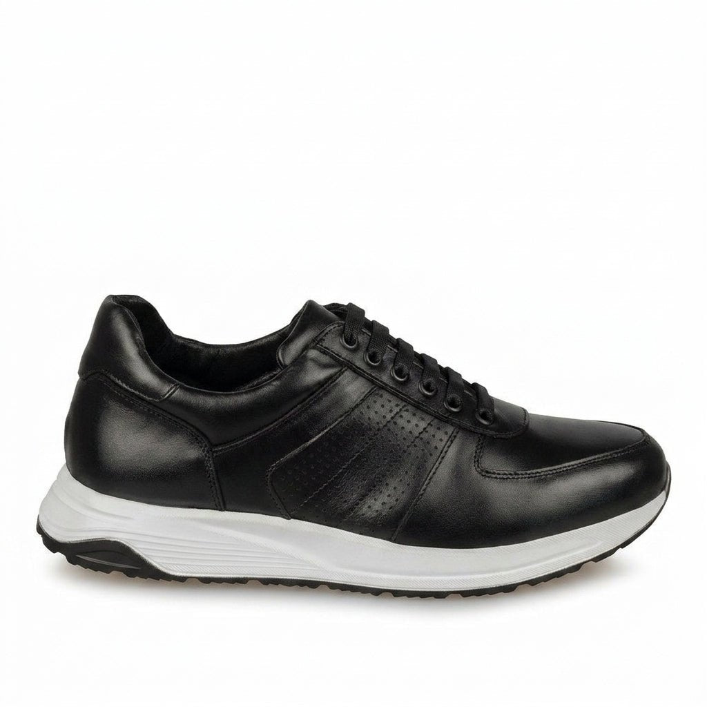 Adidasi barbati din piele naturală, M - 104, negru - ta - Paul Style