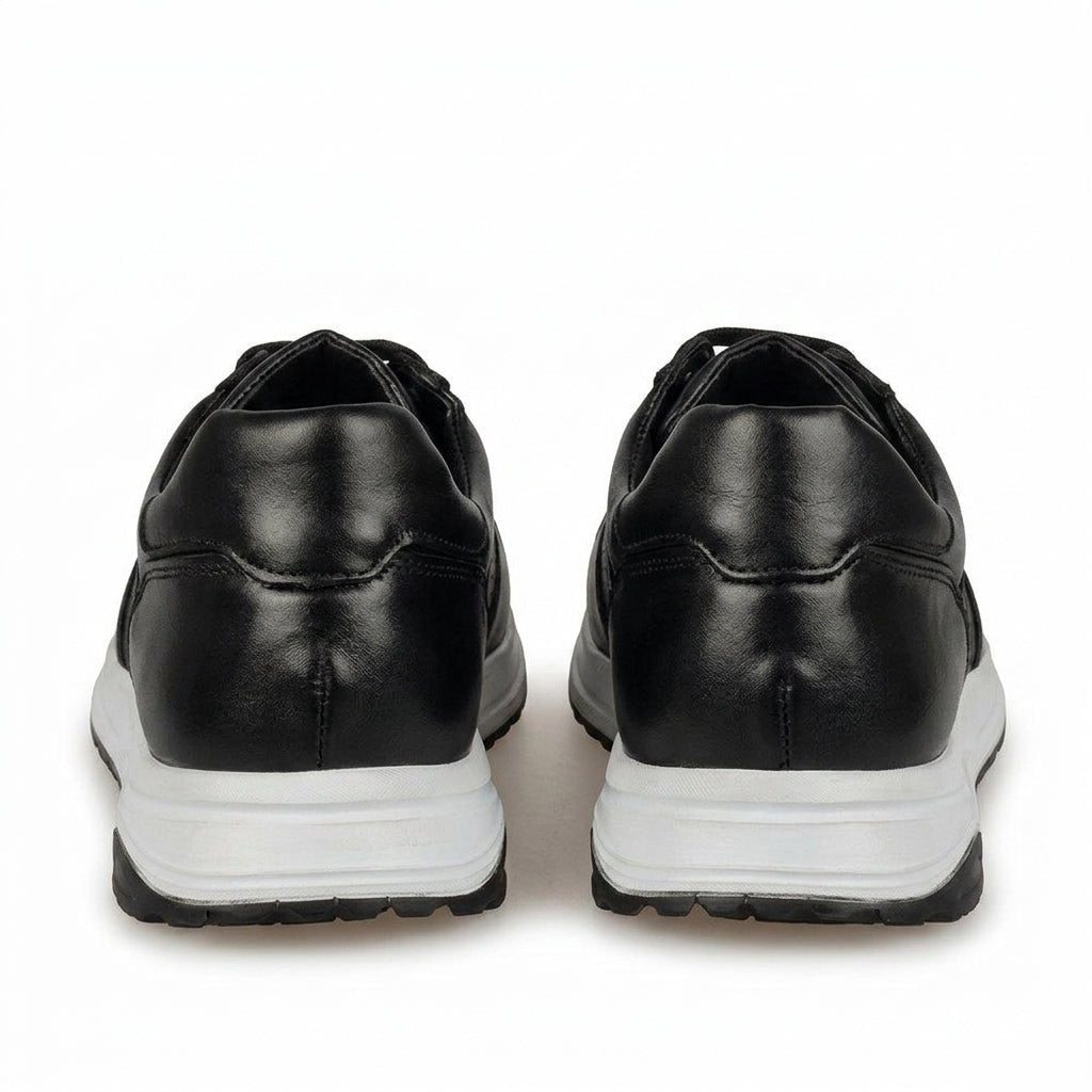 Adidasi barbati din piele naturală, M - 104, negru - ta - Paul Style