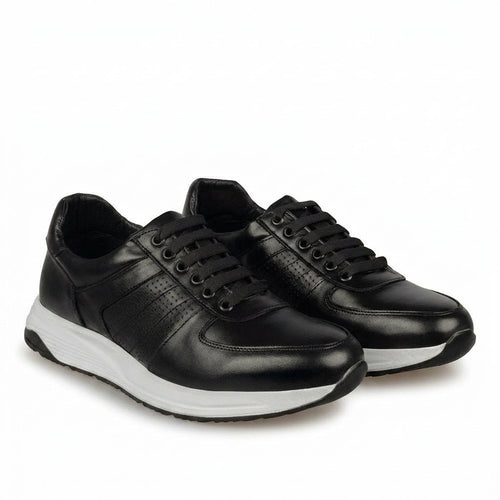 Adidasi barbati din piele naturală, M - 104, negru - ta - Paul Style