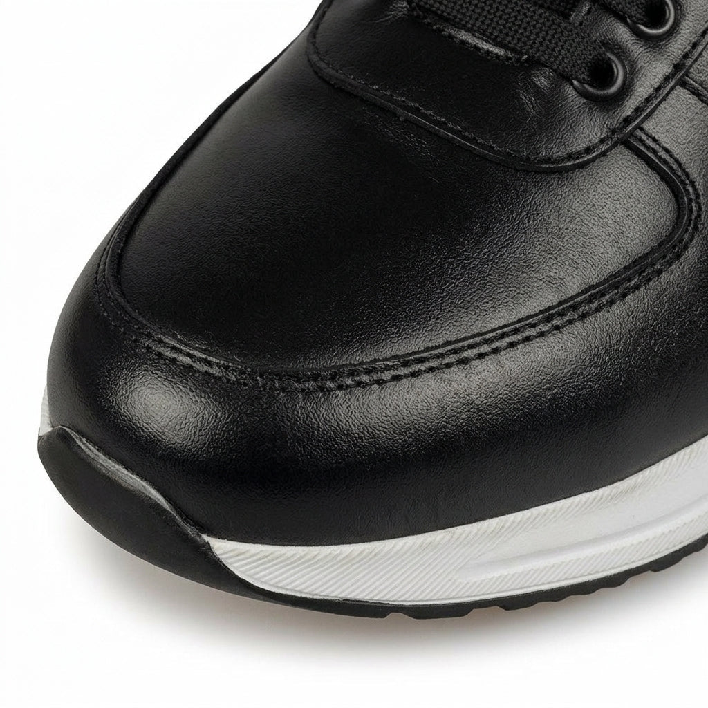 Adidasi barbati din piele naturală, M - 104, negru - ta - Paul Style