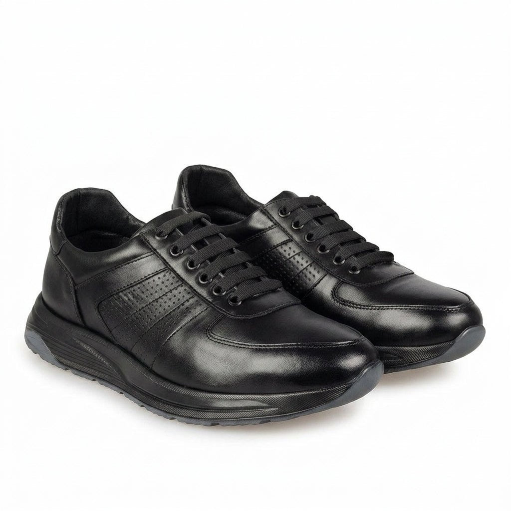 Adidasi barbati din piele naturală, M - 104, negru - tng - Paul Style