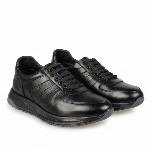 Adidasi barbati din piele naturală, M - 104, negru - tng - Paul Style