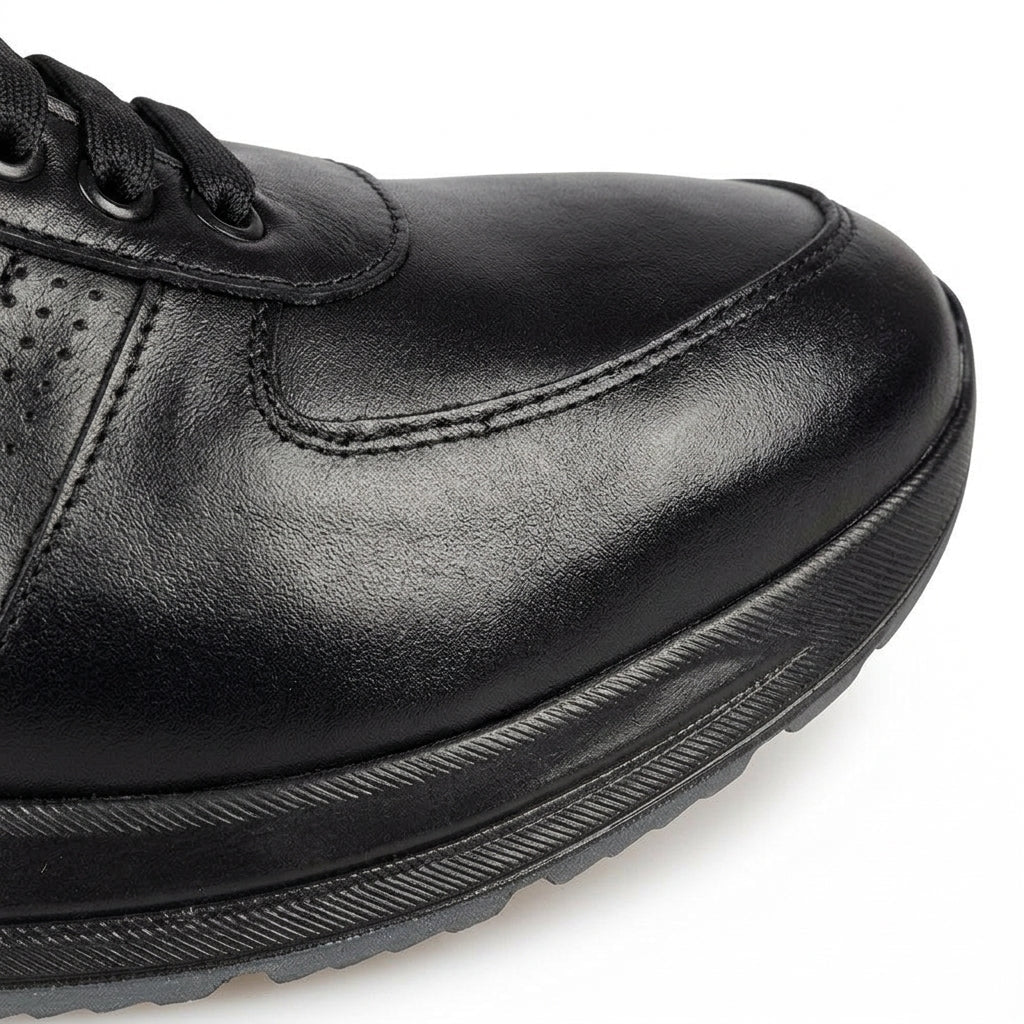 Adidasi barbati din piele naturală, M - 104, negru - tng - Paul Style