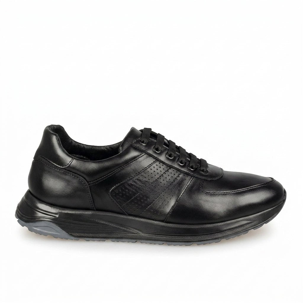Adidasi barbati din piele naturală, M - 104, negru - tng - Paul Style