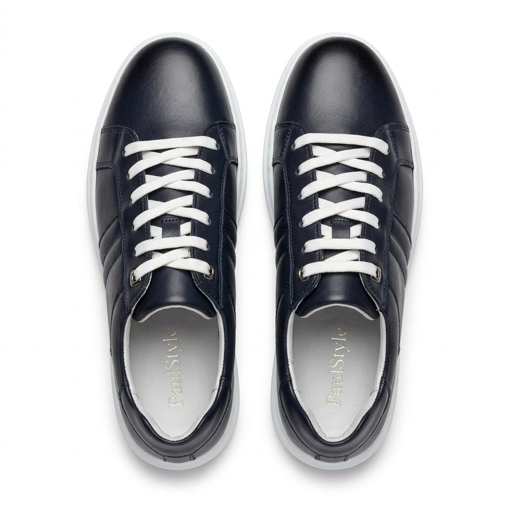 Adidasi barbati din piele naturală, M-105, blue - Paul Style