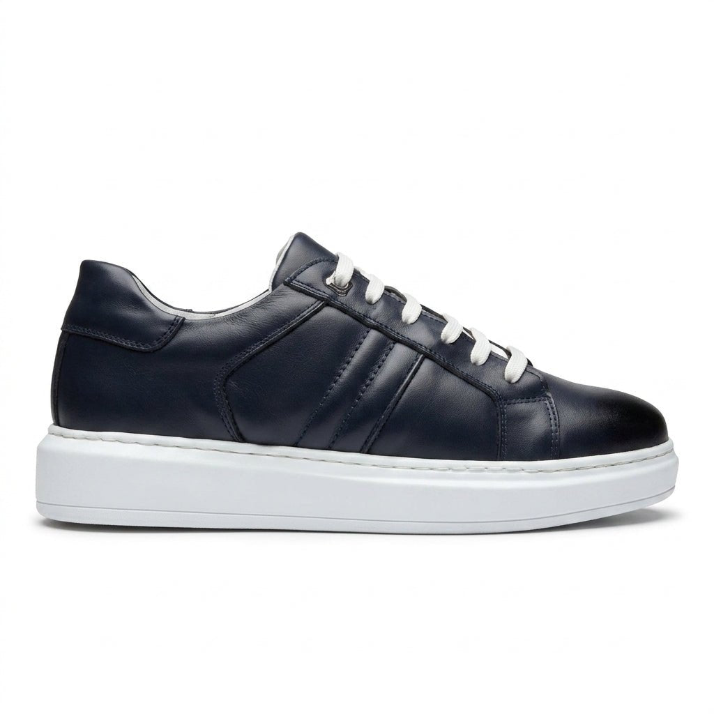 Adidasi barbati din piele naturală, M-105, blue - Paul Style