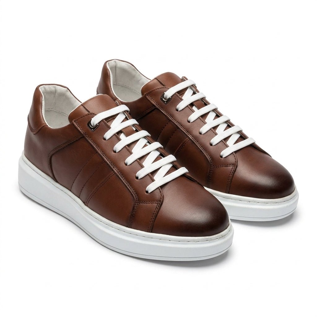 Adidasi barbati din piele naturală, M-105, maro - Paul Style