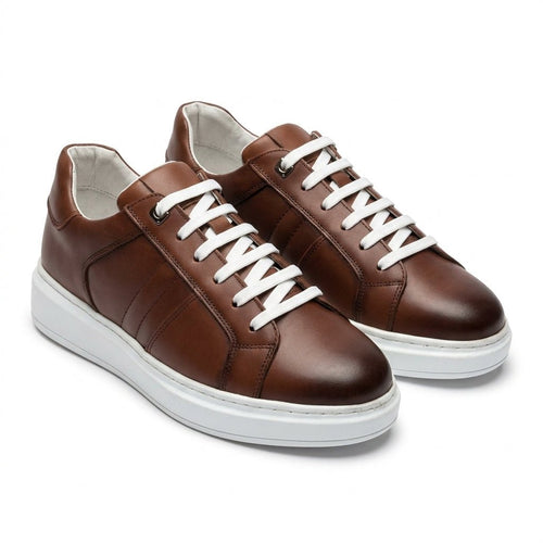 Adidasi barbati din piele naturală, M-105, maro - Paul Style