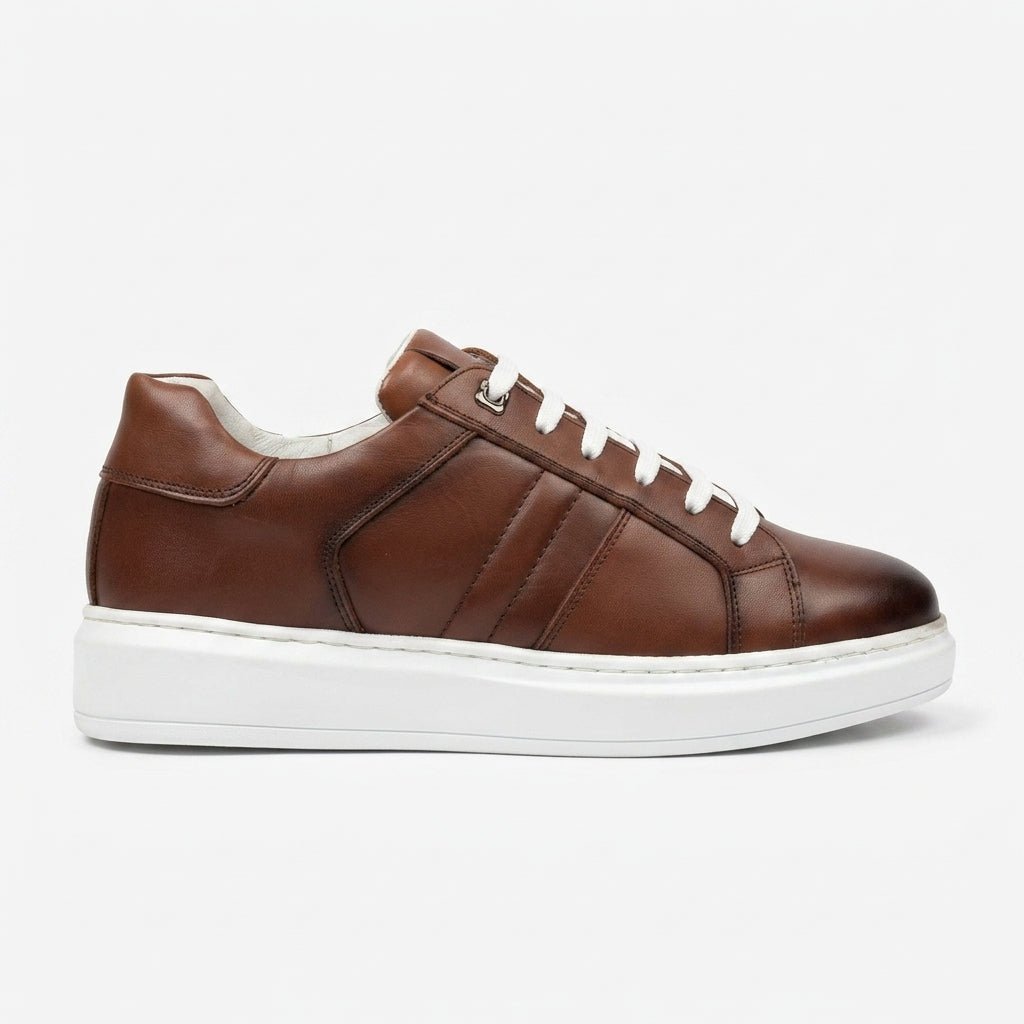 Adidasi barbati din piele naturală, M-105, maro - Paul Style