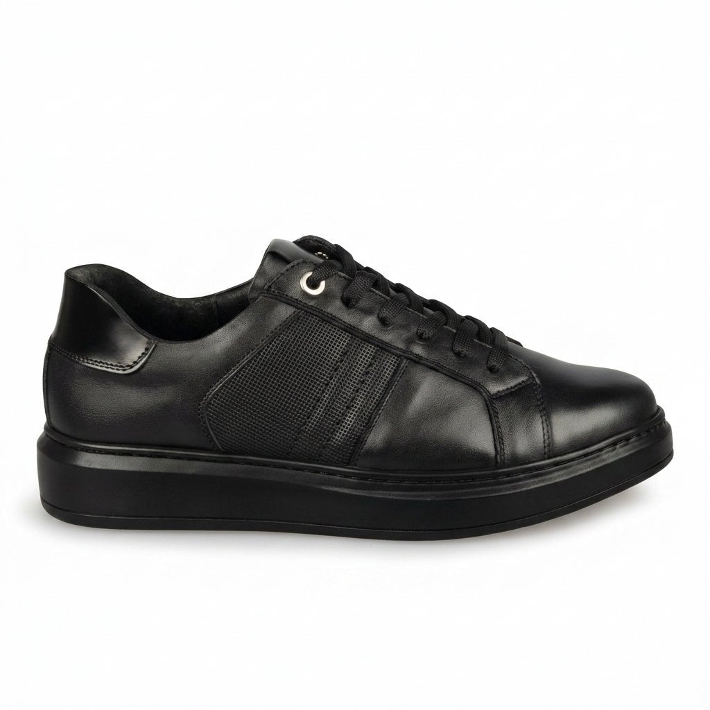 Adidasi barbati din piele naturală, M - 105, negru - Paul Style