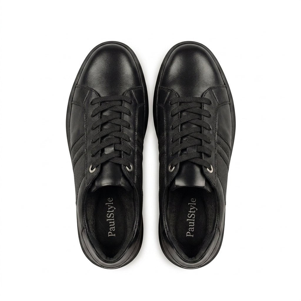 Adidasi barbati din piele naturală, M - 105, negru - Paul Style