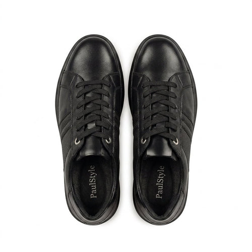 Adidasi barbati din piele naturală, M - 105, negru - Paul Style