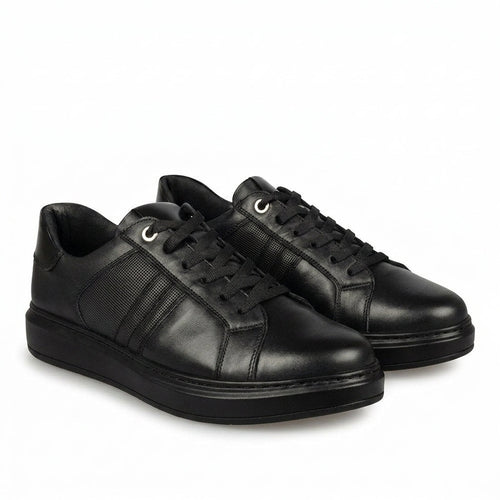 Adidasi barbati din piele naturală, M - 105, negru - Paul Style