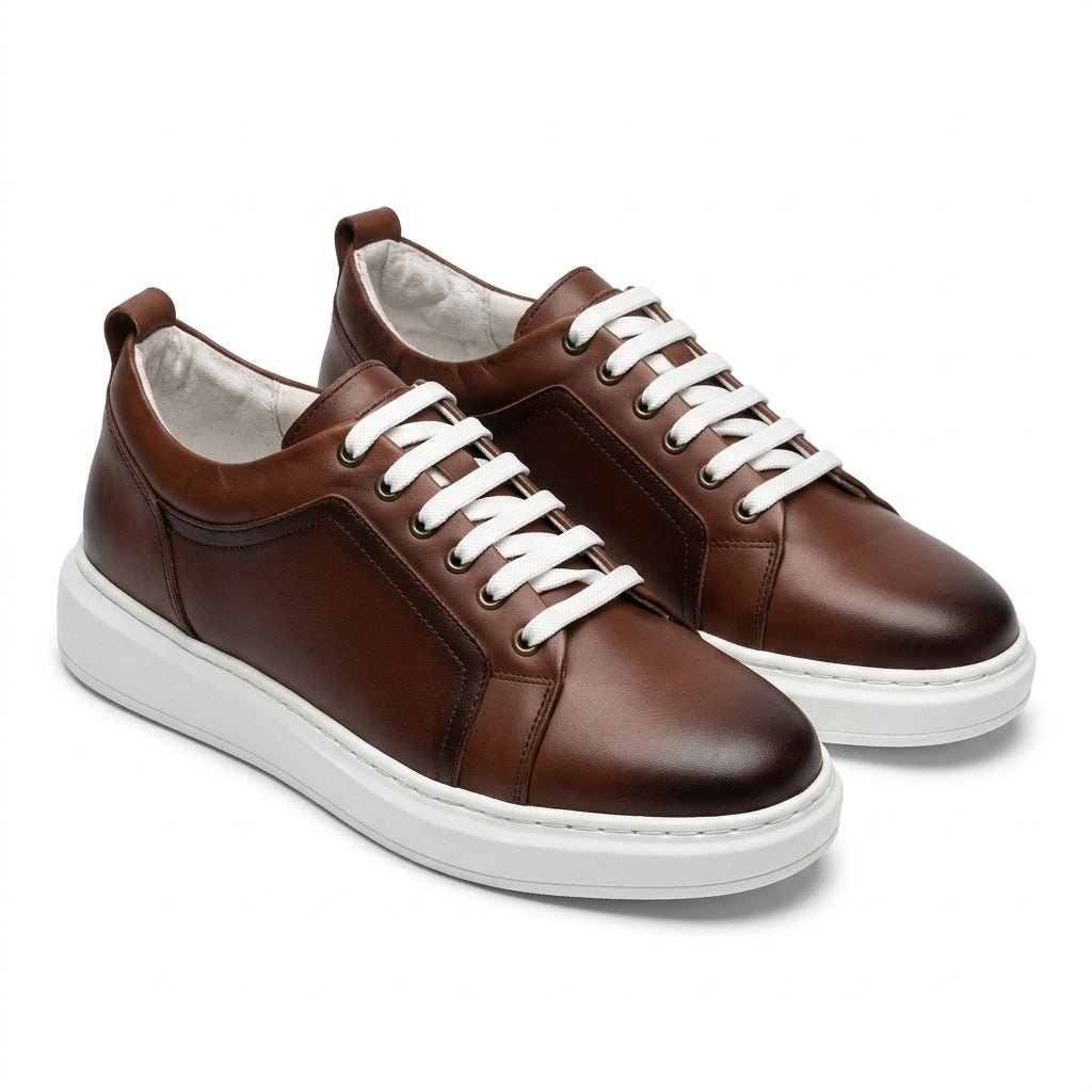 Adidasi barbati din piele naturală, M-106, maro - Paul Style