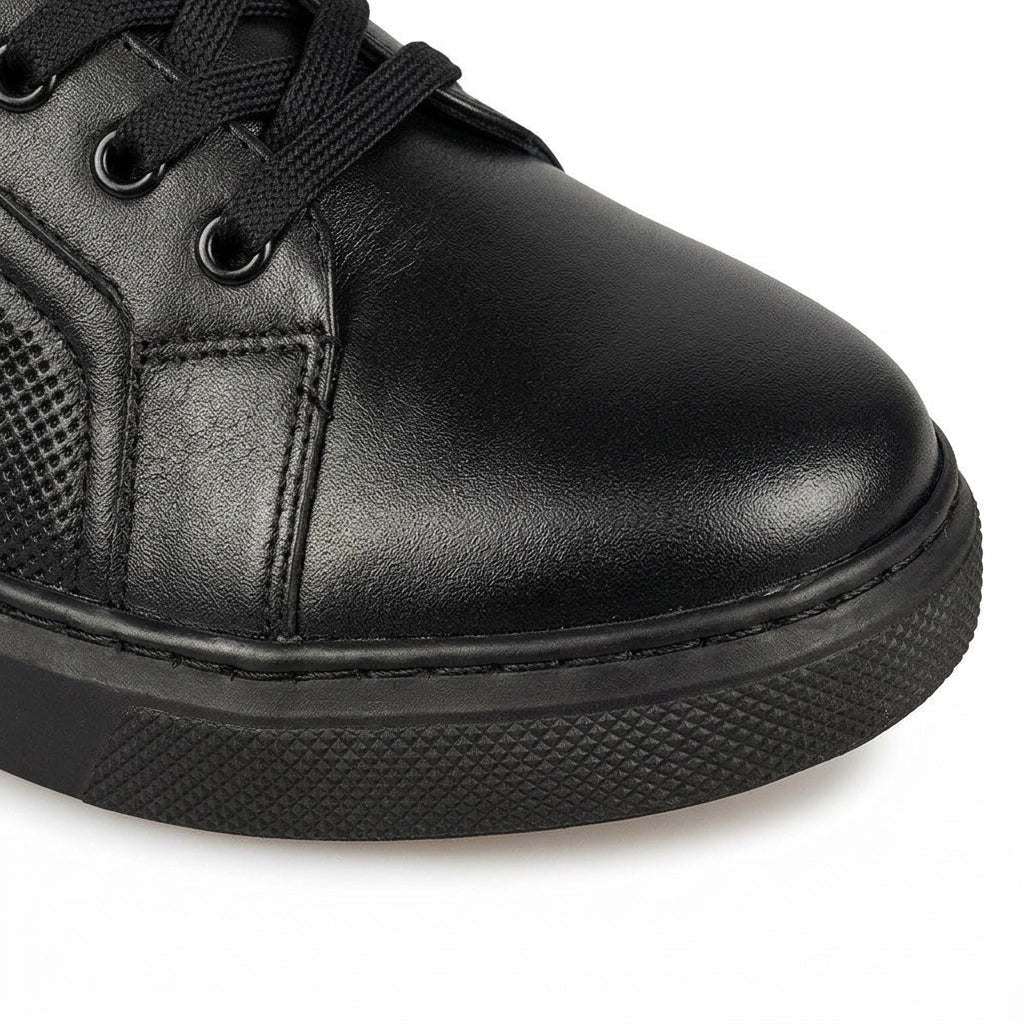 Adidasi barbati din piele naturală, M - 106, negru - PR - Paul Style