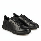 Adidasi barbati din piele naturală, M - 106, negru - PR - Paul Style