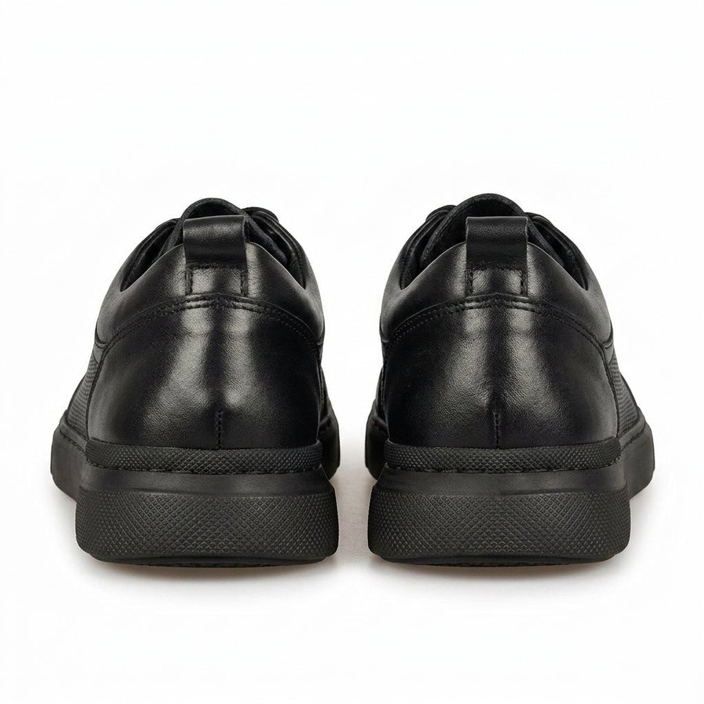 Adidasi barbati din piele naturală, M - 106, negru - PR - Paul Style