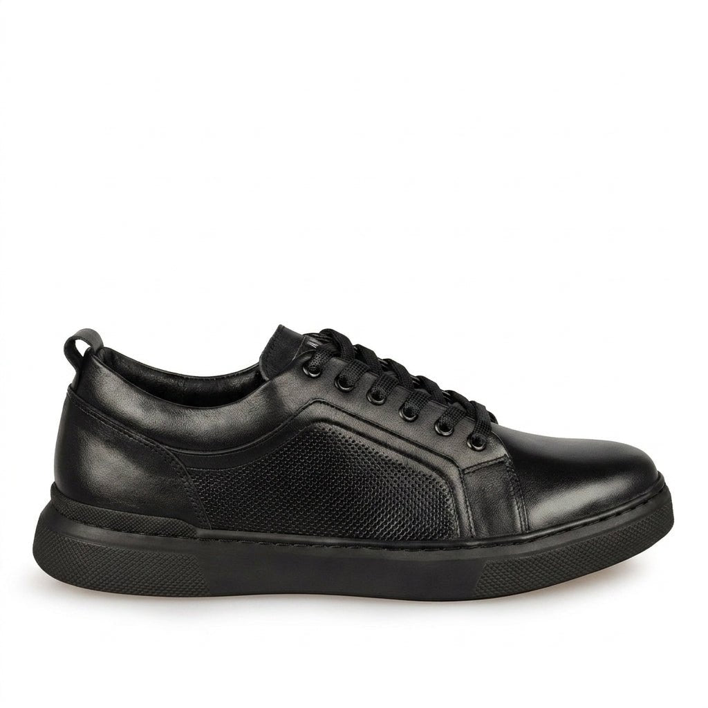 Adidasi barbati din piele naturală, M - 106, negru - PR - Paul Style