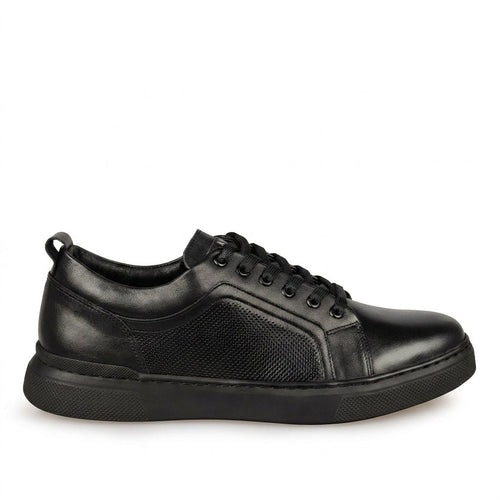 Adidasi barbati din piele naturală, M - 106, negru - PR - Paul Style