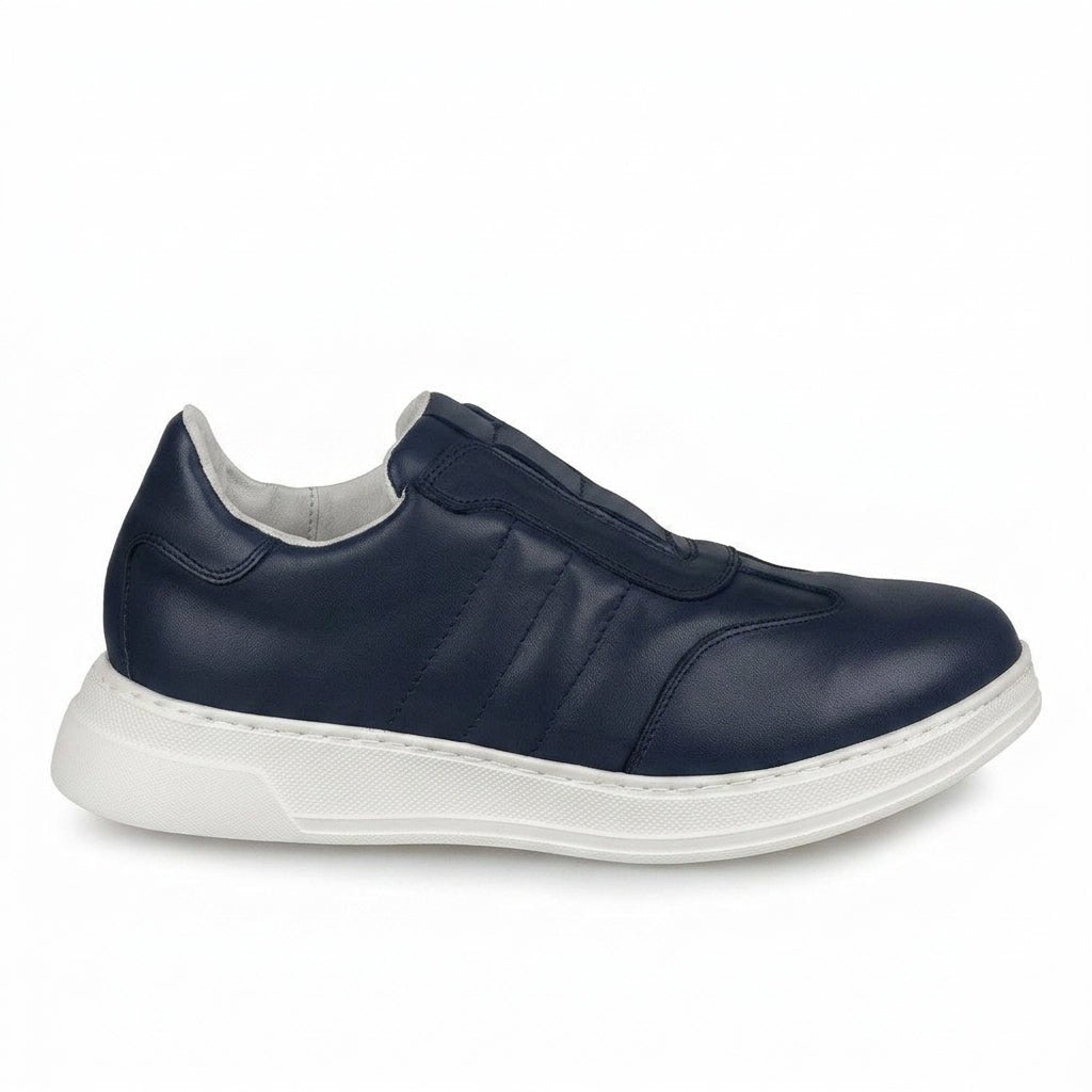 Adidasi barbati din piele naturală, M - 107, bleumarin - Paul Style
