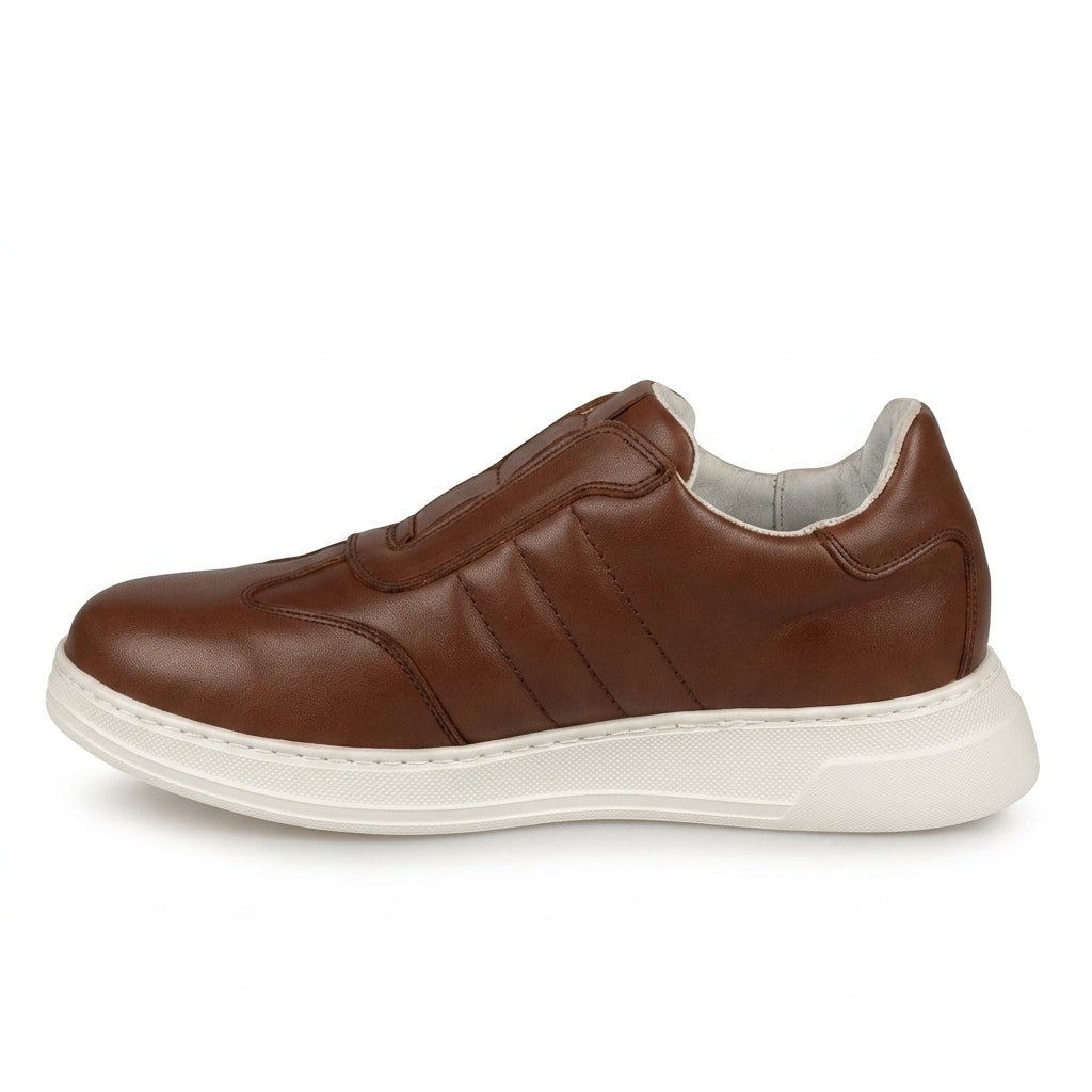 Adidasi barbati din piele naturală, M - 107, maro - Paul Style