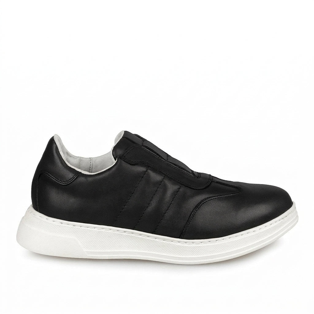 Adidasi barbati din piele naturală, M - 107, negru - Paul Style