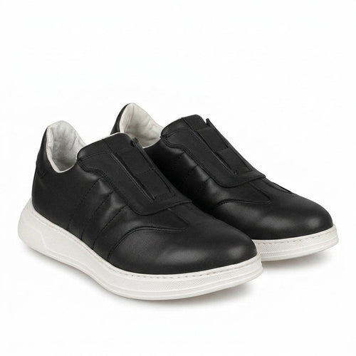 Adidasi barbati din piele naturală, M - 107, negru - Paul Style