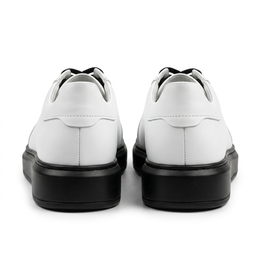 Adidasi barbati din piele naturală, M - 112, alb - Paul Style