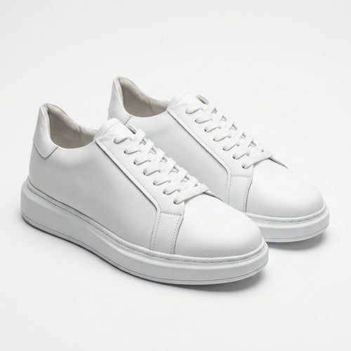 Adidasi barbati din piele naturală, M-112, alb - Paul Style
