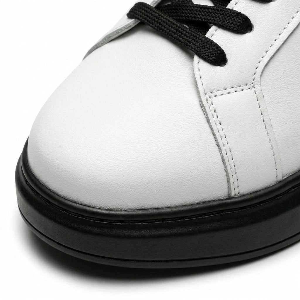 Adidasi barbati din piele naturală, M - 112, alb - Paul Style