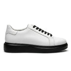 Adidasi barbati din piele naturală, M - 112, alb - Paul Style