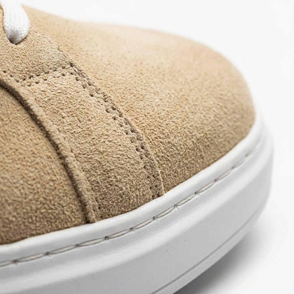 Adidasi barbati din piele naturală, M - 112, bej - velur - Paul Style