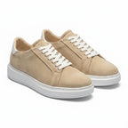 Adidasi barbati din piele naturală, M - 112, bej - velur - Paul Style