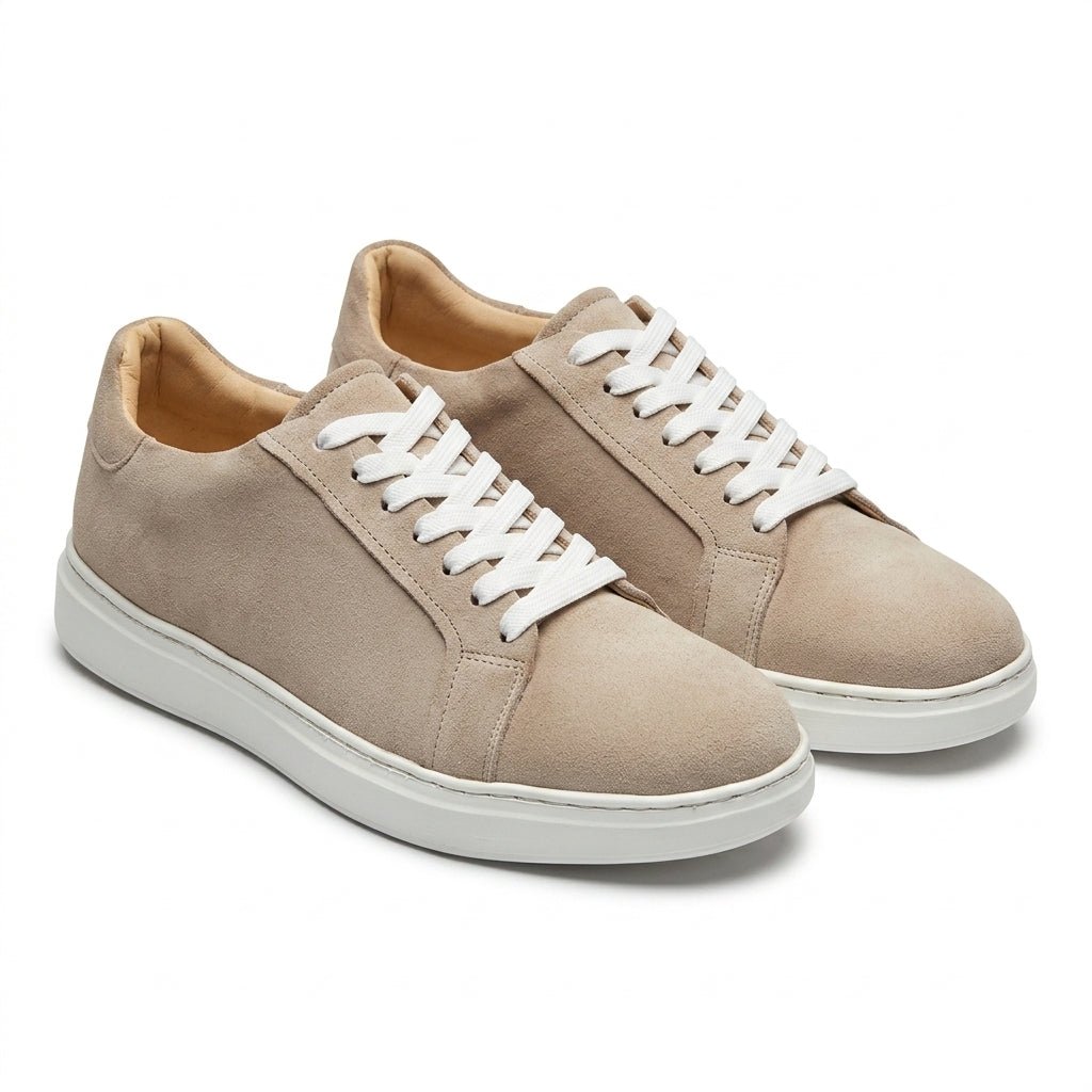 Adidasi barbati din piele naturală, M-112, bej-velur T - Paul Style