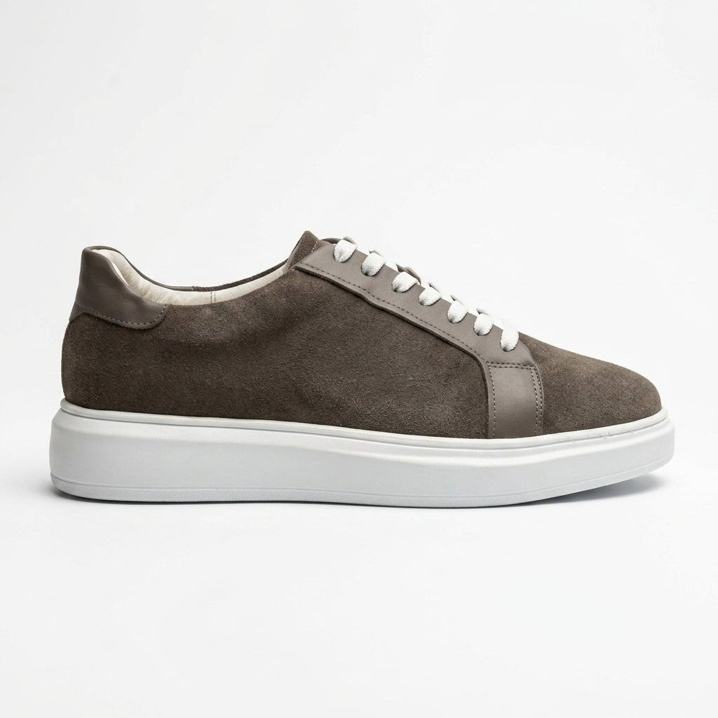 Adidasi barbati din piele naturală, M-112, gri-velur ta - Paul Style