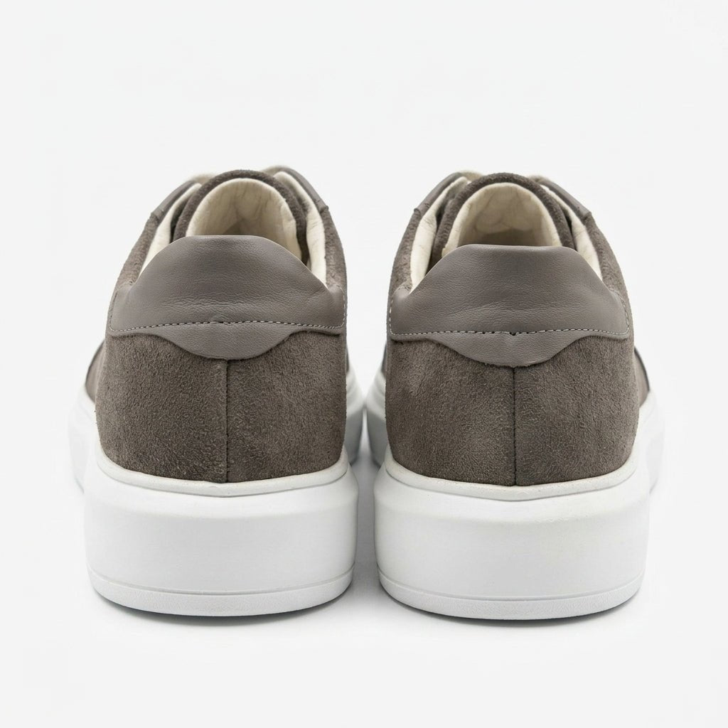 Adidasi barbati din piele naturală, M-112, gri-velur ta - Paul Style