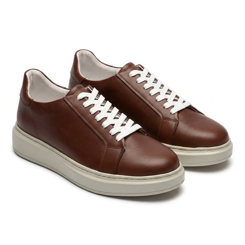 Adidasi barbati din piele naturală, M - 112, maro - t.a.m - Paul Style