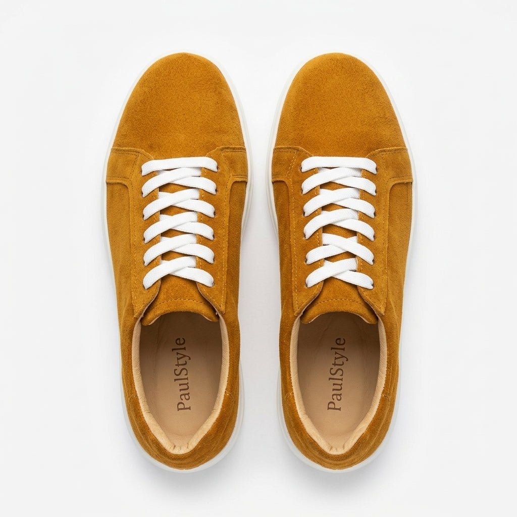 Adidasi barbati din piele naturală, M-112, mustar-caramelizat T - Paul Style