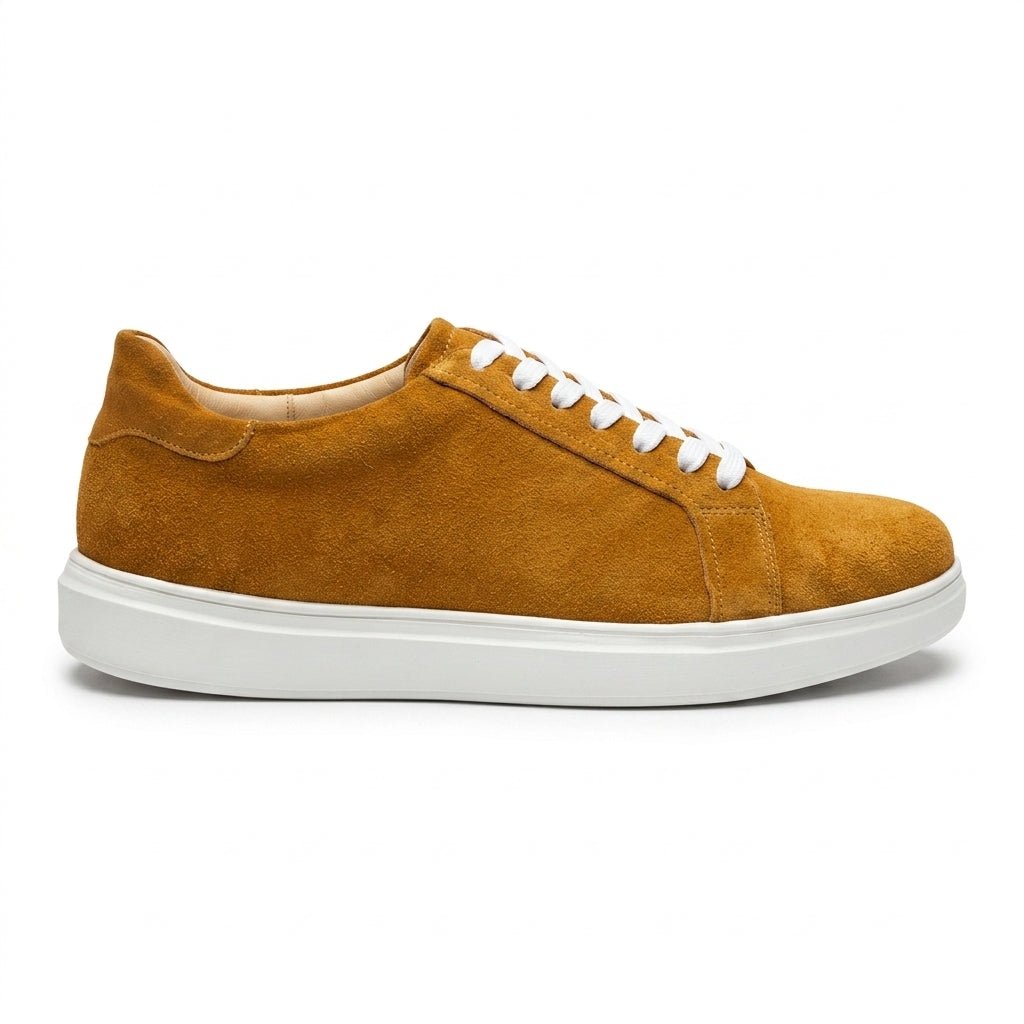 Adidasi barbati din piele naturală, M-112, mustar-caramelizat T - Paul Style