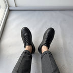 Adidasi barbati din piele naturală, M-112, negru - Paul Style