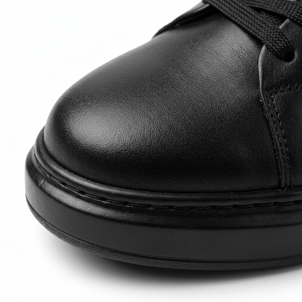 Adidasi barbati din piele naturală, M - 112, negru - Paul Style