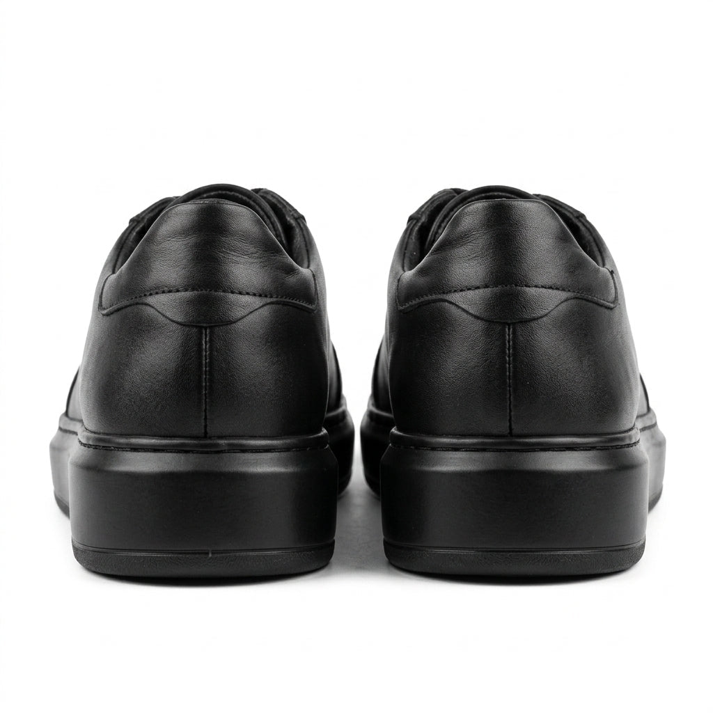 Adidasi barbati din piele naturală, M - 112, negru - Paul Style