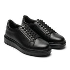 Adidasi barbati din piele naturală, M - 112, negru - Paul Style