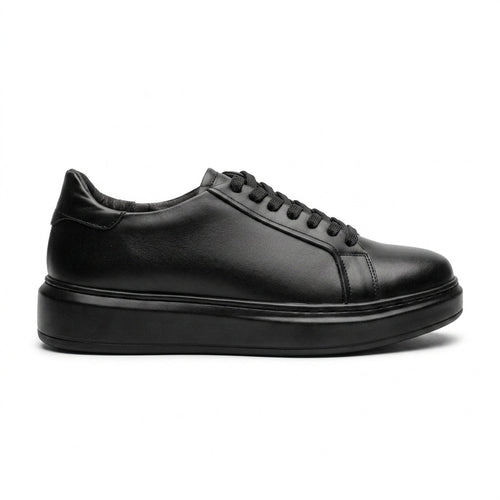 Adidasi barbati din piele naturală, M - 112, negru - Paul Style