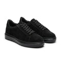Adidasi barbati din piele naturală, M - 112, negru - velur - Paul Style