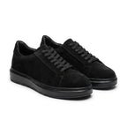Adidasi barbati din piele naturală, M - 112, negru - velur - Paul Style
