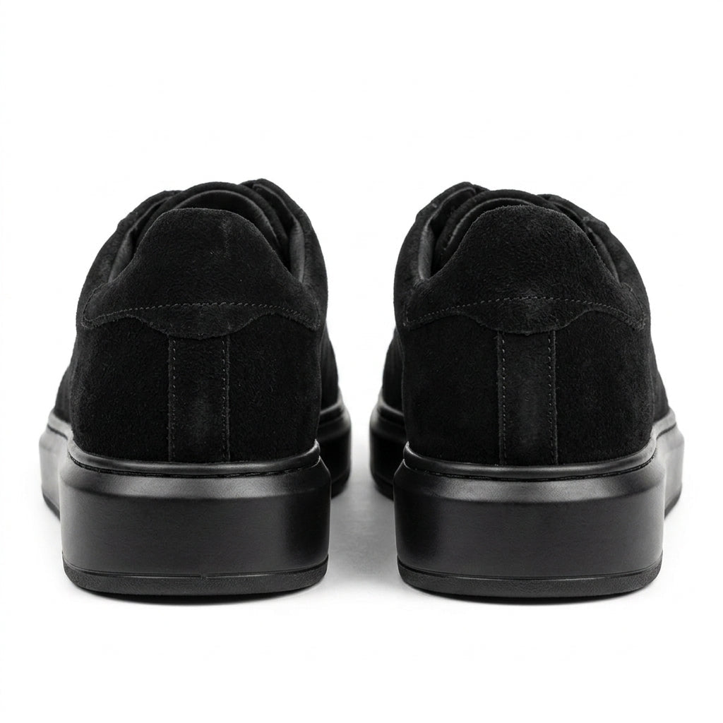 Adidasi barbati din piele naturală, M - 112, negru - velur - Paul Style