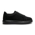 Adidasi barbati din piele naturală, M - 112, negru - velur - Paul Style
